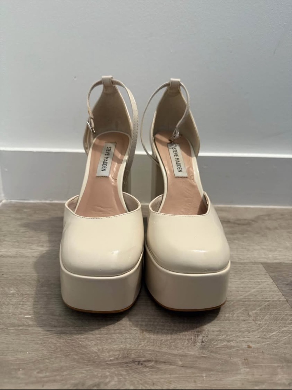 Steve Madden Cream Platform Block Heel Mary Jane Pumps - Picture 2 of 7